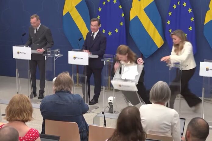 Ministra de salud de Suecia se desmaya en su primera rueda de prensa