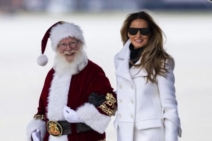 Melania Trump sorprende con visita a Marines acompañada con Santa Claus
