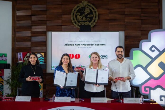 Ayuntamiento de Solidaridad y ADO firman convenio para promover Playa del Carmen como destino turístico en la Península de Yucatán