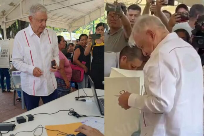 AMLO reaparece con nuevo semblante y vota en histórica elección judicial de 2025
