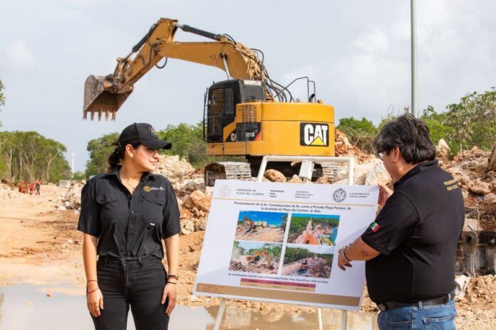 Estefanía Mercado responde con hechos: inicia pavimentación clave que conecta Villas del Sol con el centro de Playa del Carmen