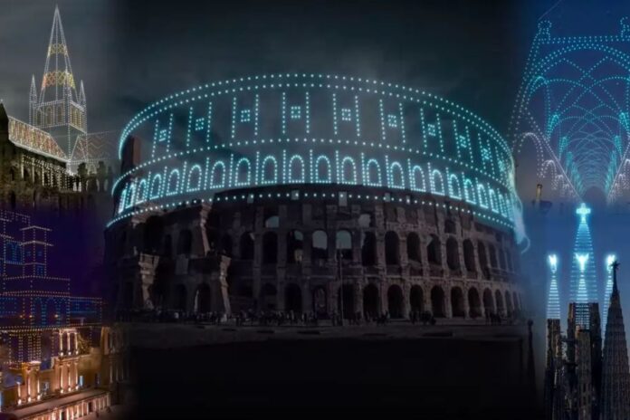 Cyberdrone Dron Shows usa drones para restaurar digitalmente monumentos históricos
