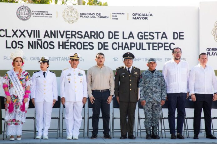Conmemoran en Playa del Carmen el 178 Aniversario de los Niños Héroes con Lisset Ávila como Señorita Independencia