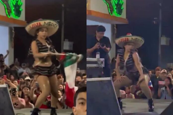 Polémica en Chiapas: Bailarina exótica con bandera mexicana genera indignación en el Grito de Independencia