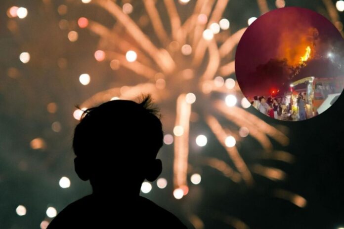 Espectáculo de drones y fuegos artificiales en China termina en caso con chispas cayendo del cielo