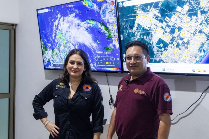 Estefanía Mercado supervisa Operativo Tormenta en Playa del Carmen ante lluvias intensas