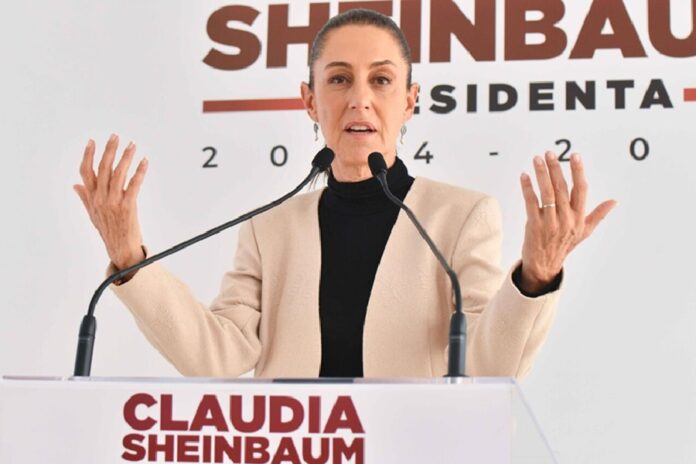 Presidenta Claudia Sheinbaum durante el anuncio del envío al Senado de la reforma que aplaza la elección popular de jueces hasta 2028.
