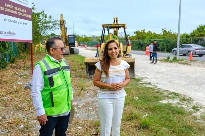 Gobernadora Mara Lezama anunciando el inicio de la construcción de la nueva carretera a Isla Blanca el 10 de mayo de 2026 en Quintana Roo