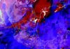 Onda Tropical 1 provoca lluvias y tormentas en gran parte de México Nubes de tormenta y lluvias intensas provocadas por la Onda Tropical Número 1 sobre el sureste de México en mayo de 2026