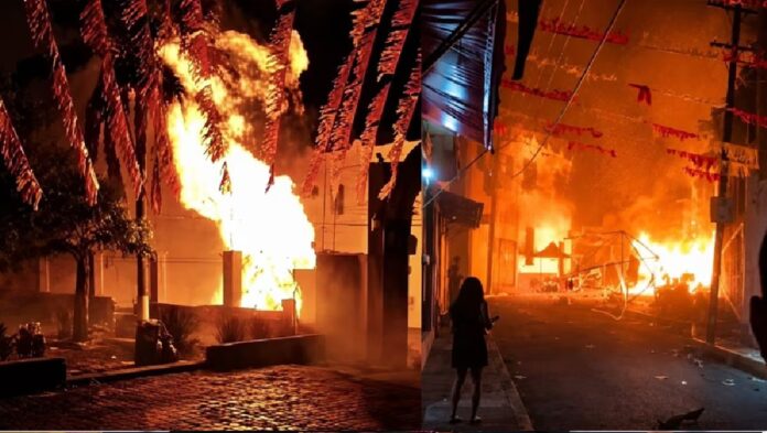 Explosión e incendio durante las fiestas patronales en Amatitán, Jalisco, la noche del 14 de mayo de 2026.