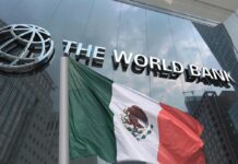 Banco Mundial advierte que México crecerá menos de 2% hasta 2028 Gráfica económica junto al logotipo del Banco Mundial durante la presentación de perspectivas de crecimiento para México y la economía global.