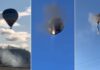 Muere familia tras incendio de globo aerostático en Brasil Globo aerostático envuelto en llamas durante un vuelo turístico en Praia Grande, Brasil.