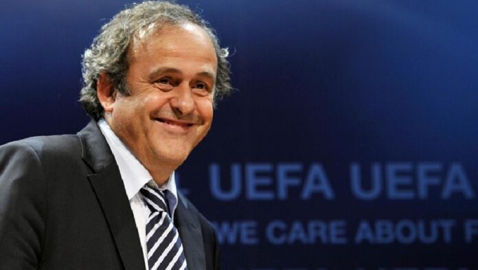 Expresidente de la UEFA,Michel Platini en conferencia, Foto Archivo.