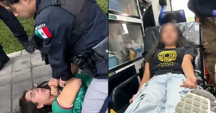 Policías de San Andrés Cholula someten a una madre mientras sus dos hijos menores observan y graban la intervención en el Parque Intermunicipal.