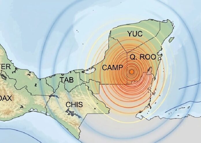 Mapa del Servicio Sismológico Nacional muestra el epicentro del sismo de magnitud 4.6 registrado cerca de Felipe Carrillo Puerto, Quintana Roo.