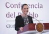 Sheinbaum viajará a Tulum para atender conflictos turísticos y definir estrategia contra el sargazo Claudia Sheinbaum durante su conferencia de prensa anunciando su gira de trabajo por Quintana Roo.