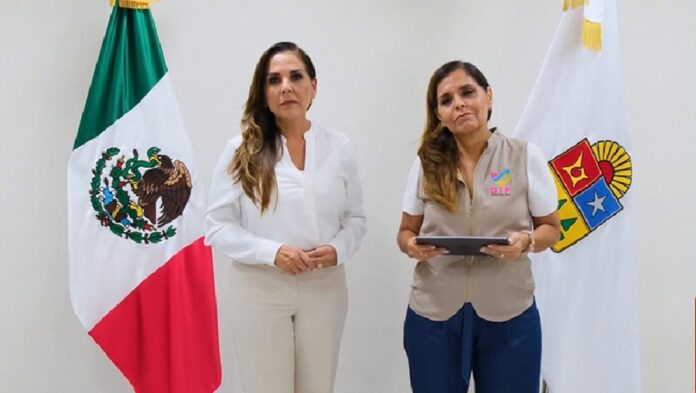 La gobernadora Mara Lezama y Verónica Lezama, presidenta honoraria del DIF Quintana Roo, anuncian la colecta de ayuda humanitaria para las familias afectadas por los sismos en Venezuela.