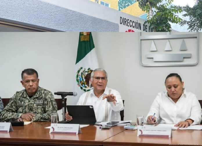 Raciel López Salazar participa en una reunión oficial acompañado por mandos militares y funcionarios del Gobierno de Quintana Roo.