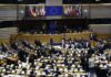 Eurocámara avala acuerdo modernizado entre México y la Unión Europea y fortalece la relación comercial Sesión del Parlamento Europeo durante la votación del Acuerdo Global Modernizado entre México y la Unión Europea.