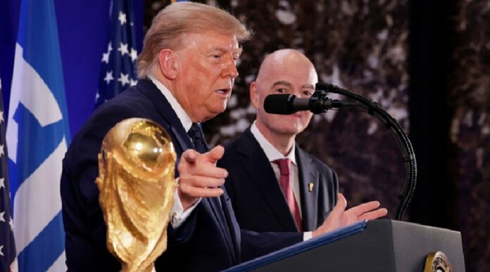 Donald Trump y Gianni Infantino participan en una recepción previa a la final del Mundial 2026 en Nueva York.