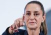 Sheinbaum endurece postura frente a EE.UU. y anuncia acciones por migrantes, seguridad y fenómenos climáticos La presidenta Claudia Sheinbaum durante su conferencia matutina al anunciar acciones sobre migración, seguridad y protección civil.
