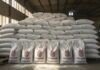 México recupera mercado azucarero de Estados Unidos y prevé beneficio millonario para productores Costales de azúcar refinada apilados dentro de una bodega de almacenamiento.