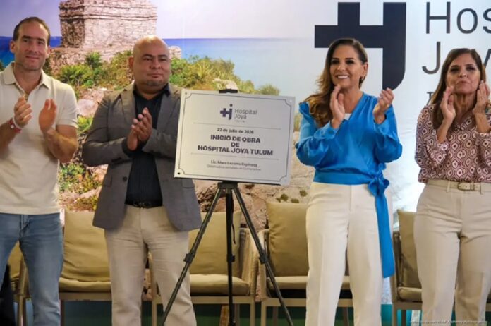 Mara Lezama, directivos de Hospitales Joya y autoridades participan en el inicio de obra del Hospital Joya Tulum.