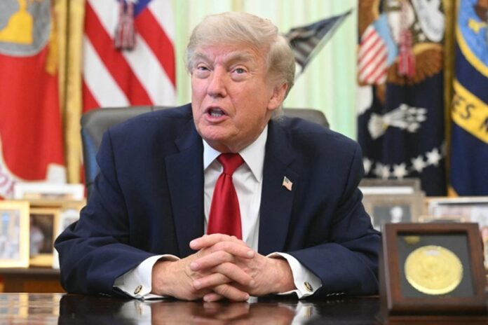 El presidente Donald Trump durante un mensaje desde la Casa Blanca sobre la política comercial de Estados Unidos.