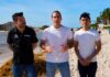 Tulum refuerza limpieza de sargazo y pide proteger nidos de tortuga en Playa Conchitas Limpieza de sargazo en Tulum