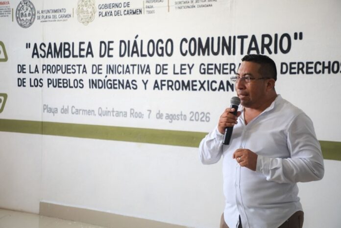 Estefanía Mercado, presidenta municipal de Playa del Carmen, lidera acciones relacionadas con el diálogo comunitario sobre los derechos de pueblos indígenas y afromexicanos.